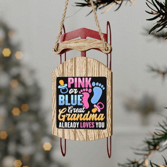 Gender Reveal For Great Grandma Sled Ornaments