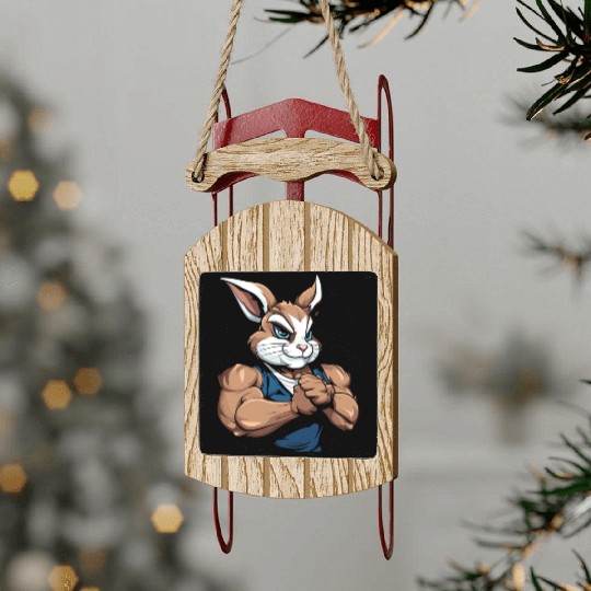 Workout Gym Rabbit Sled Ornaments