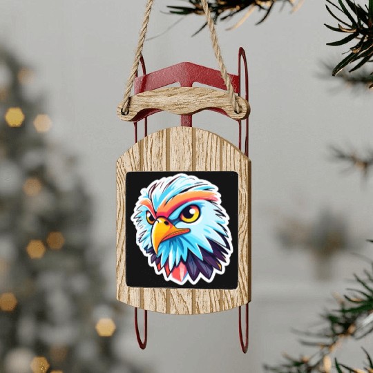 Eagle Bird Illustration Sled Ornaments
