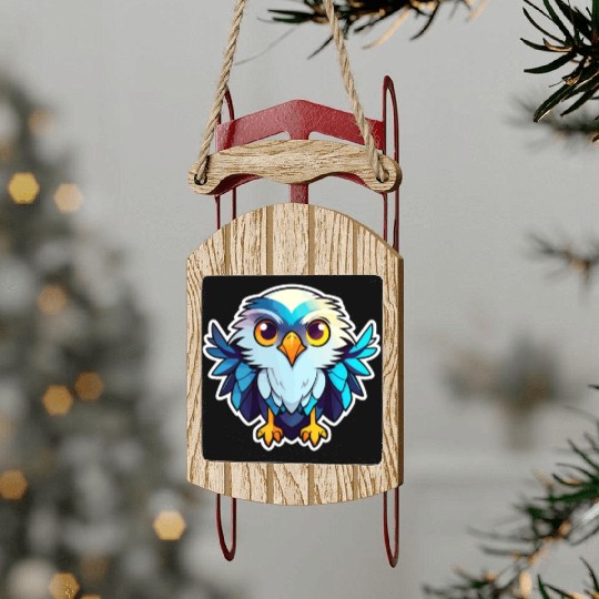 Eagle Bird Illustration Sled Ornaments