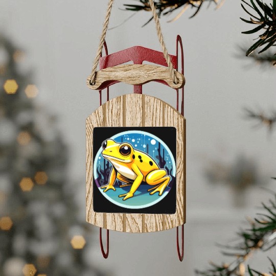 Golden Poison Frog Illustration Sled Ornaments