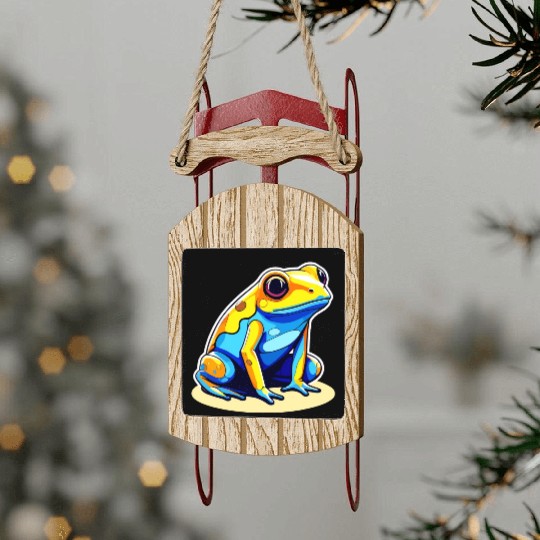 Golden Poison Frog Illustration Sled Ornaments