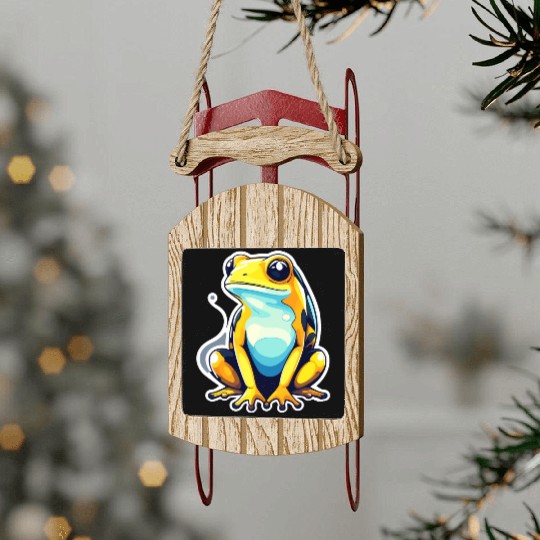 Golden Poison Frog Illustration Sled Ornaments