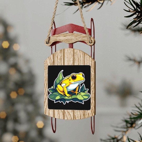 Golden Poison Frog Illustration Sled Ornaments