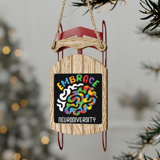 Embrace Neurodiversity Autism Brain Sled Ornaments