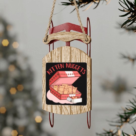 Funny Kittens as Chicken Nuggets, Cat Lover Sled Ornaments