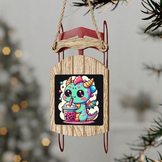 Boba Tea Dragon Kawaii Sled Ornaments