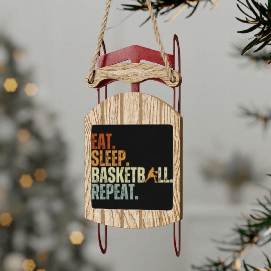 Eat Sleep Basketball Repeat Retro Vintage Boy Kid Sled Ornaments