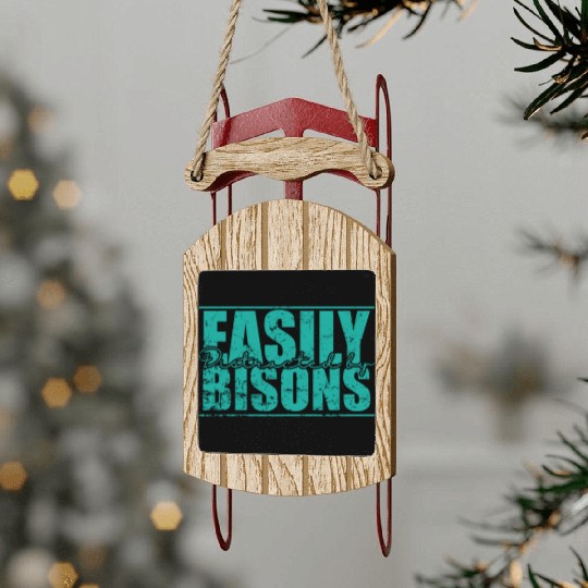 Easily Distracted by Bisons Animal Sled Ornaments