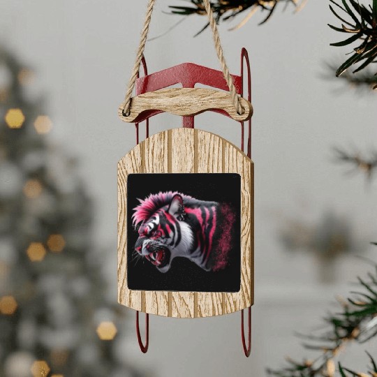 Tiger pink punk Sled Ornaments