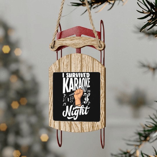 Funny Karaoke Singer Singing Musician Karaoke Gift Sled Ornaments