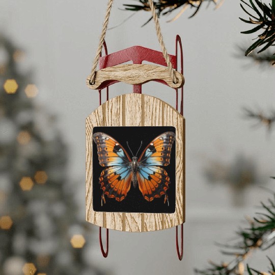 Butterfly Colorful Enchanting Delicate Insects Sled Ornaments