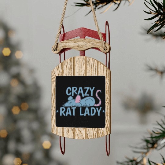 Crazy Rat Lady Rodent Pet Sled Ornaments