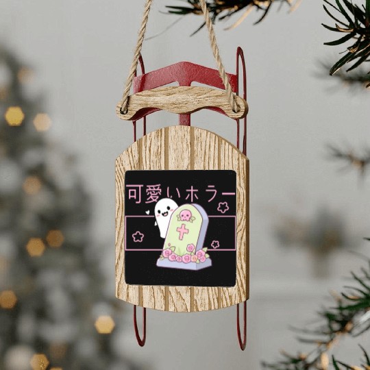 Kawaii Ghost Tombstone Cute Grave Japanese Pastel Sled Ornaments