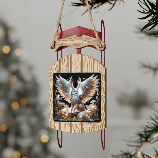 Mystic Owl of the Enchanted Forest Sled Ornaments
