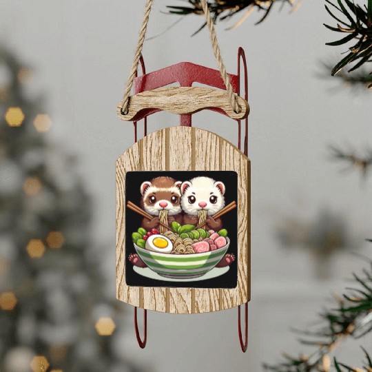 Ferret Ramen Noodle Japanese Kawaii Anime Gifts Sled Ornaments