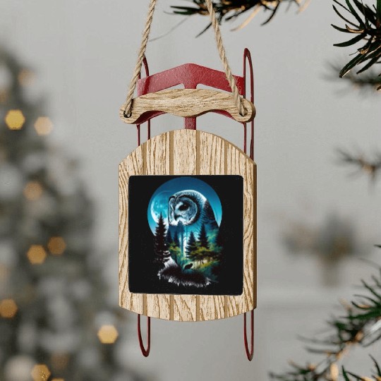 Nature in Owl Pattern Sled Ornaments