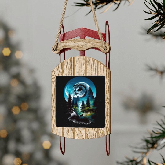 Nature in Owl Pattern Sled Ornaments