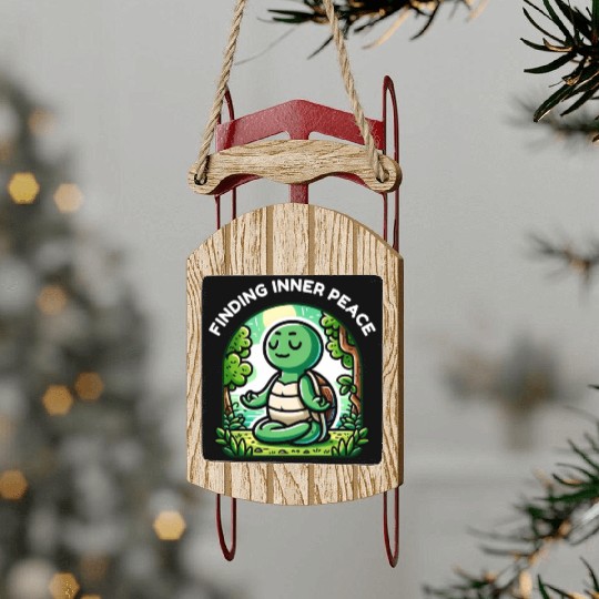 Finding Inner Peace: Turtle Meditation Journey Sled Ornaments