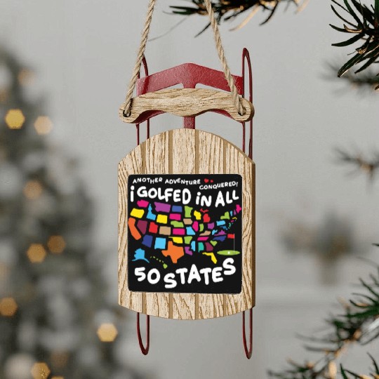 I Golfed in all 50 States USA Map Golf Bucket List Sled Ornaments