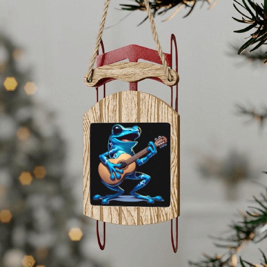 Poison dart frog guitar Sled Ornaments