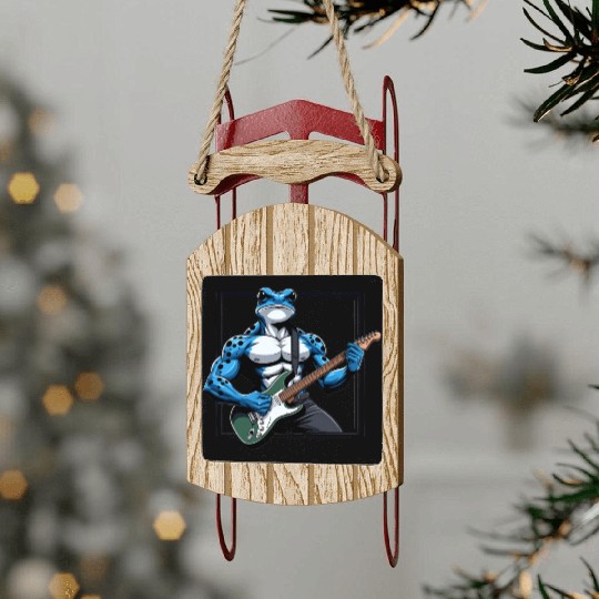 Poison dart frog guitar Sled Ornaments