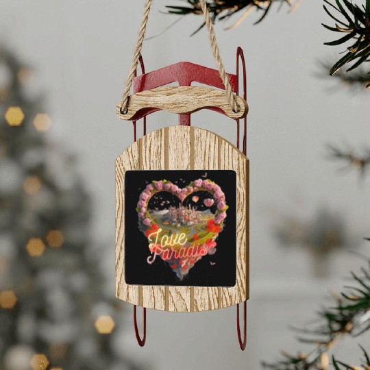 Floating Romance - Love Paradise Island Sled Ornaments