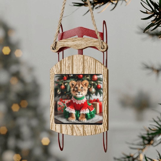 Lion Christmas Sled Ornaments