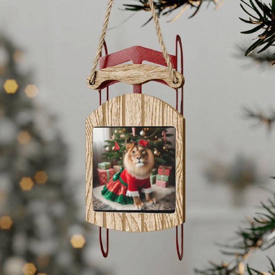 Lion Christmas design Sled Ornaments