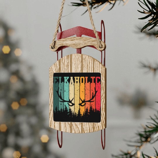 Elk Hunting Elkaholic Hunters Sled Ornaments