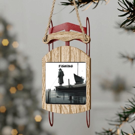 My retirement plan: fishing until the end of my da Sled Ornaments