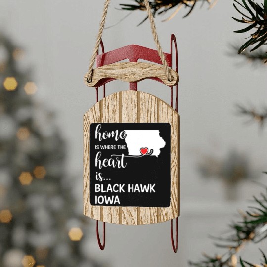 Black Hawk County Iowa Is Where My Heart Is Gift Sled Ornaments
