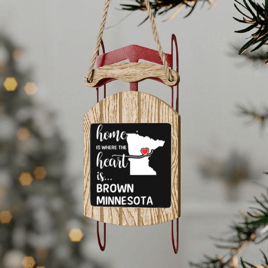 Brown County Minnesota Is Where My Heart Is Gift Sled Ornaments