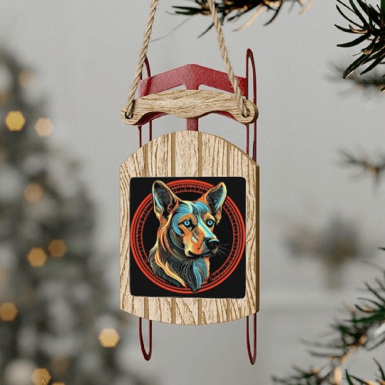 German Shepherd Funny Dog Street Art Comic Pet Sled Ornaments
