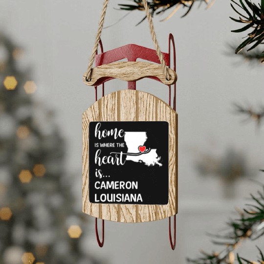 Cameron County Louisiana Is Where My Heart Is Gift Sled Ornaments
