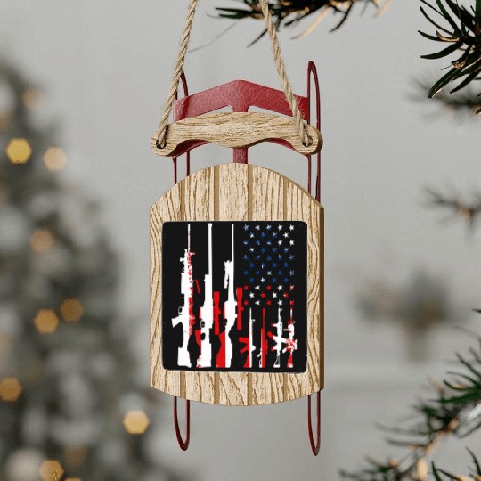 Rifle gun flag Sled Ornaments