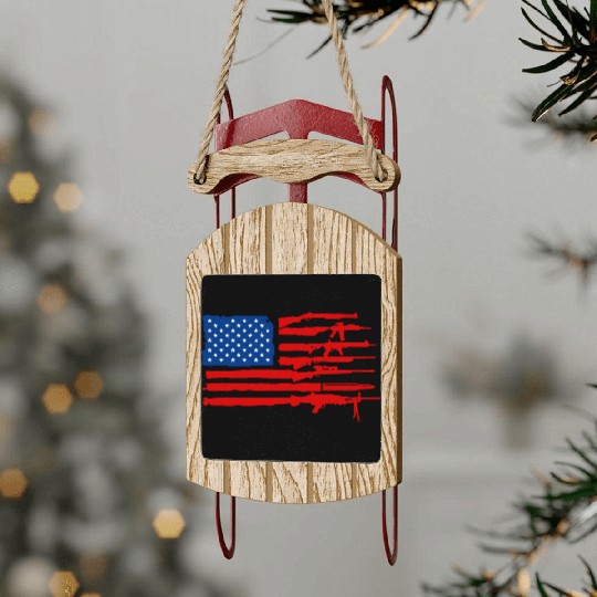 Gun Rifles American Flag Sled Ornaments