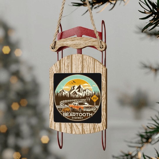 Beartooth Highway US 212 Sled Ornaments