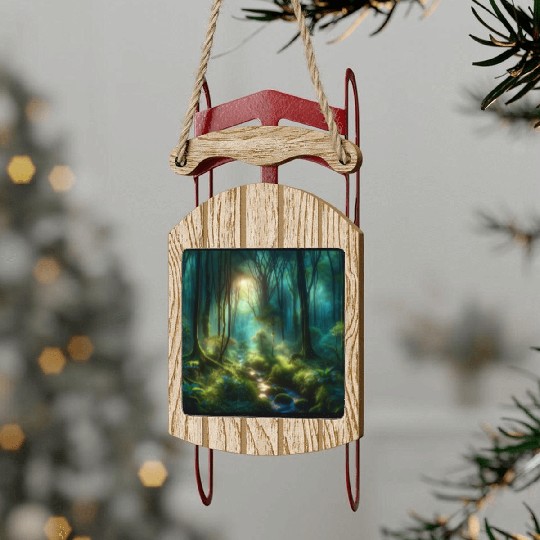 Twilight Enchantment A Mystical Forest Scene Sled Ornaments