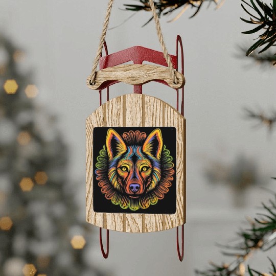 German Shepherd Funny Dog Street Art Comic Pet Sled Ornaments