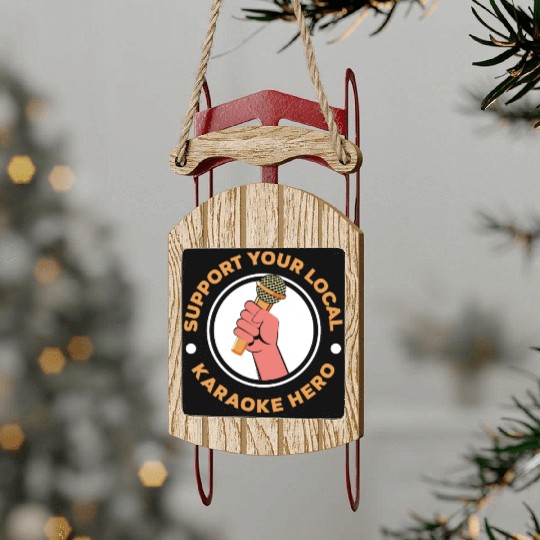 Funny Karaoke Singer Singing Musician Karaoke Gift Sled Ornaments