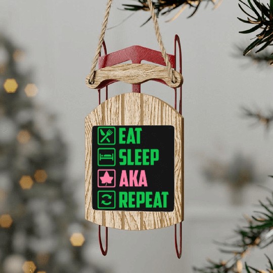 Eat Sleep AKA Repeat Alpha Kappa Alpha Womens Gift Sled Ornaments