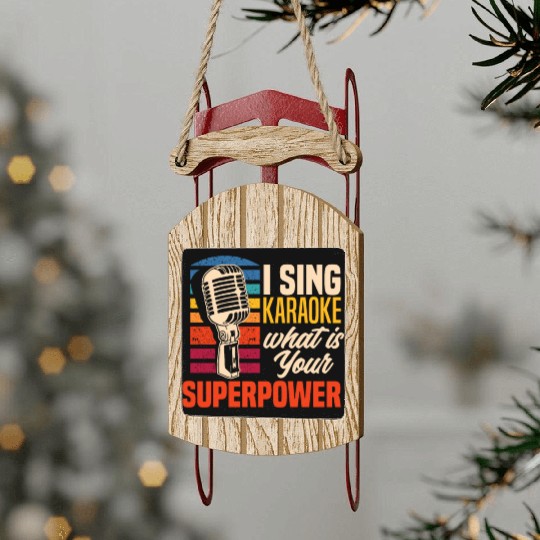 Funny Karaoke Singer Singing Musician Karaoke Gift Sled Ornaments