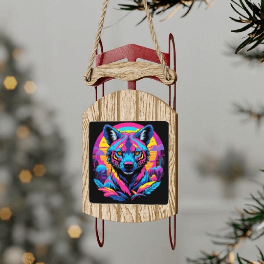 Neon Wild - Urban Hyena Portrait Sled Ornaments