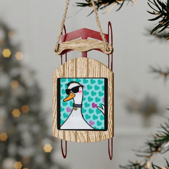 90s Raver Cartoon Duck, Party Animal, Kids Room Sled Ornaments