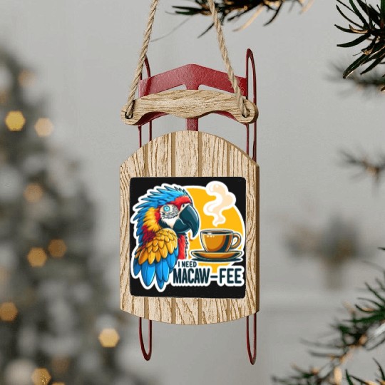 Blue Gold Macaw Macaw-Fee Coffee Lover Sled Ornaments