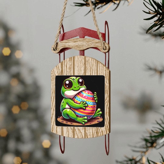 Easter Frog: Loving Embrace Sled Ornaments