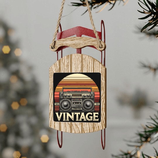 Vintage Boombox Old School 80s Music Retro Sled Ornaments