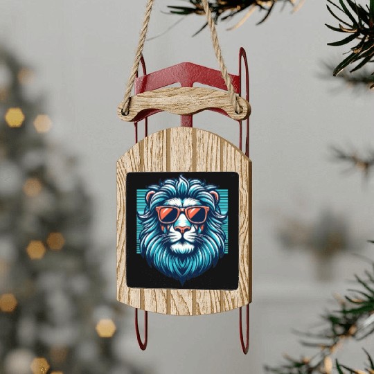 Chill Monarch - Lion with Sunglasses Retro Sled Ornaments