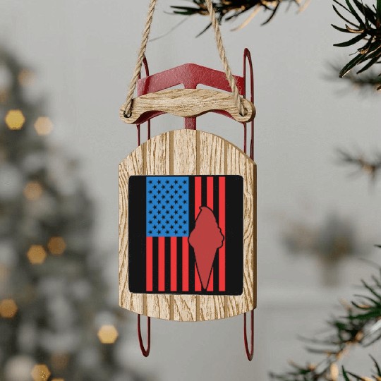 Ice Cream US Flag Sled Ornaments